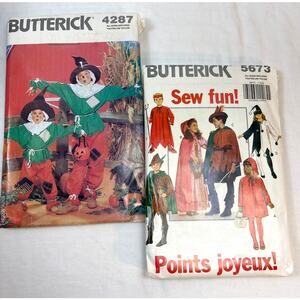 Butterick 5673/4287 Child Costume Halloween Jester Princess Scarecrow Patterns